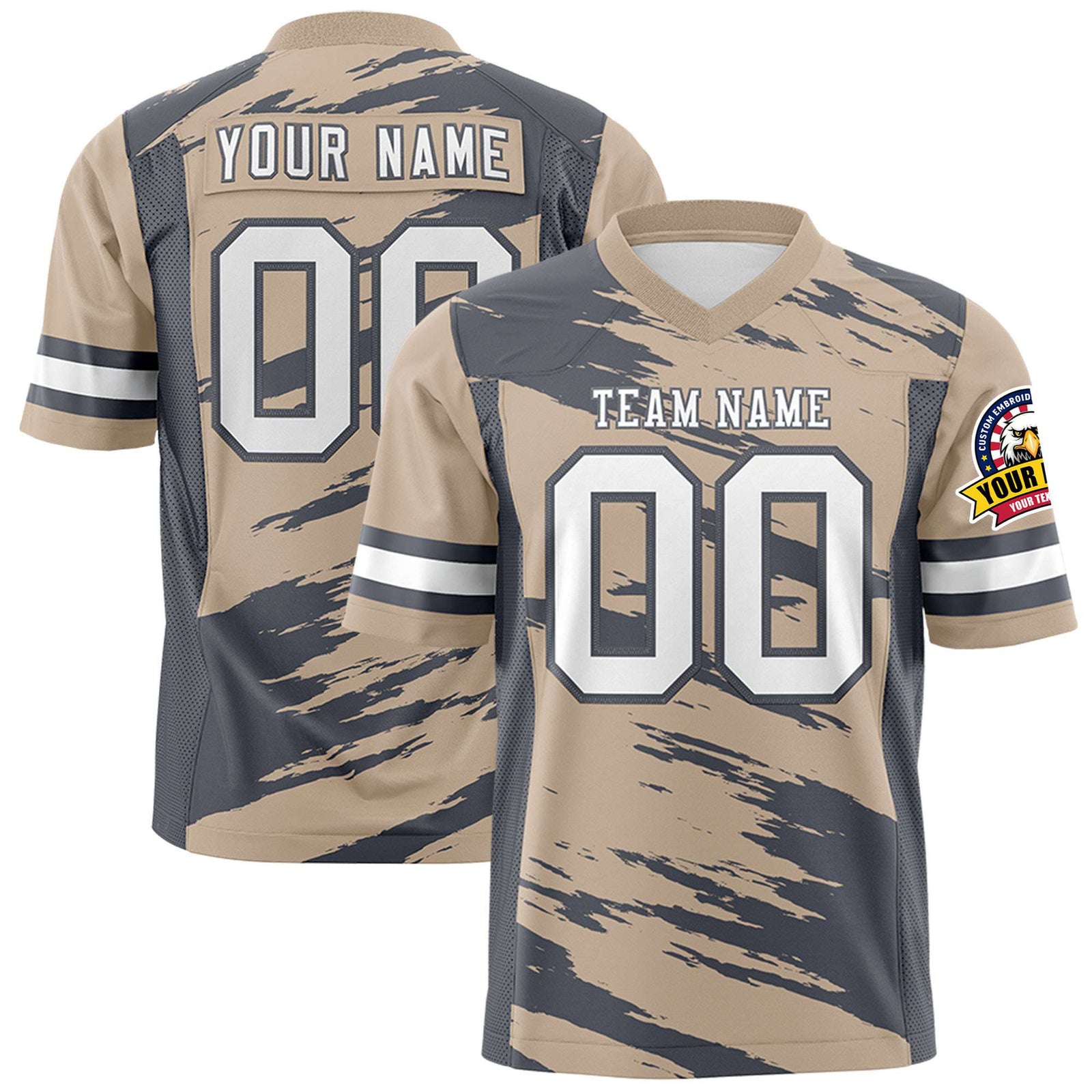 Custom Light Brown-Gray Mesh Scratch Football Jersey