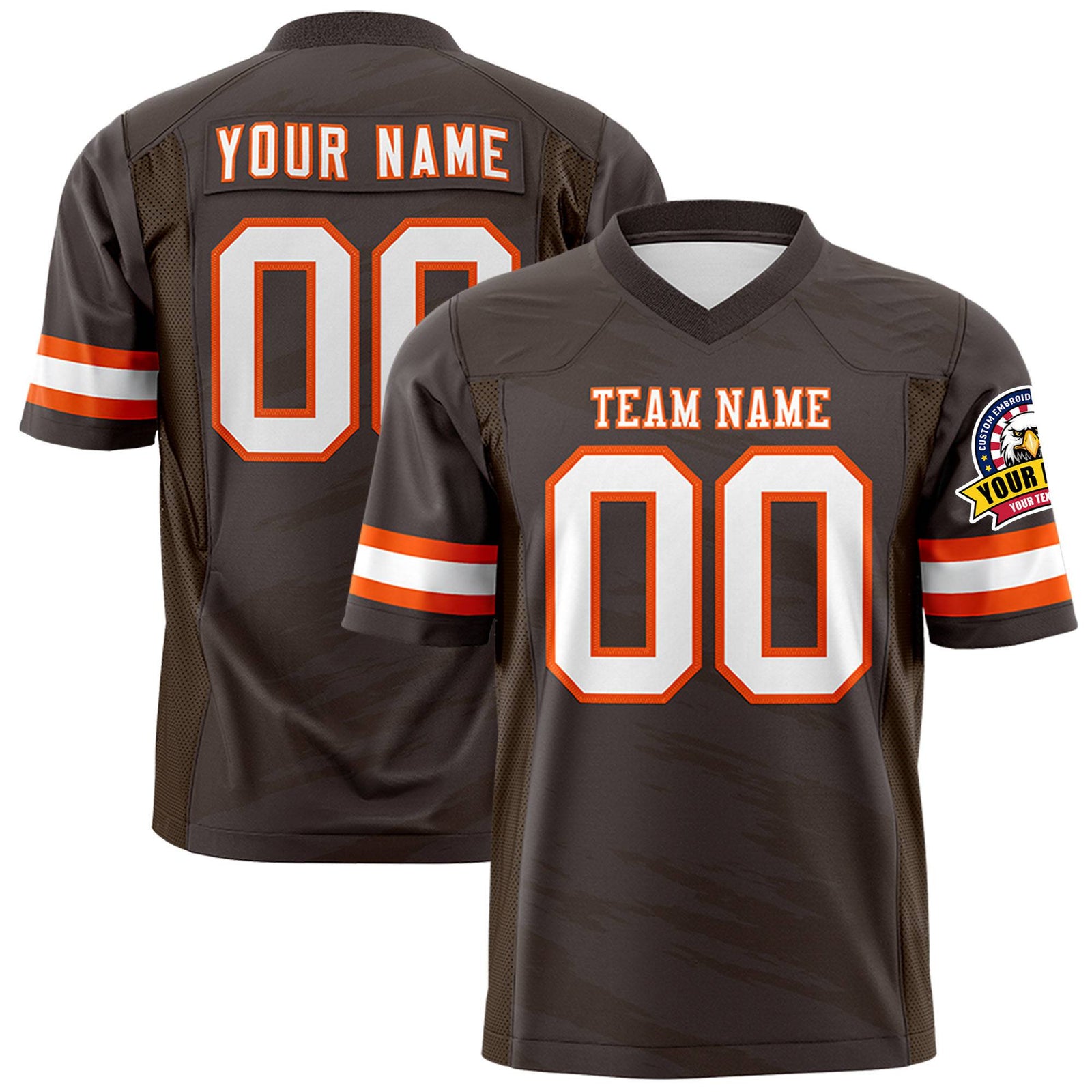 Custom Brown-White Mesh Scratch Football Jersey