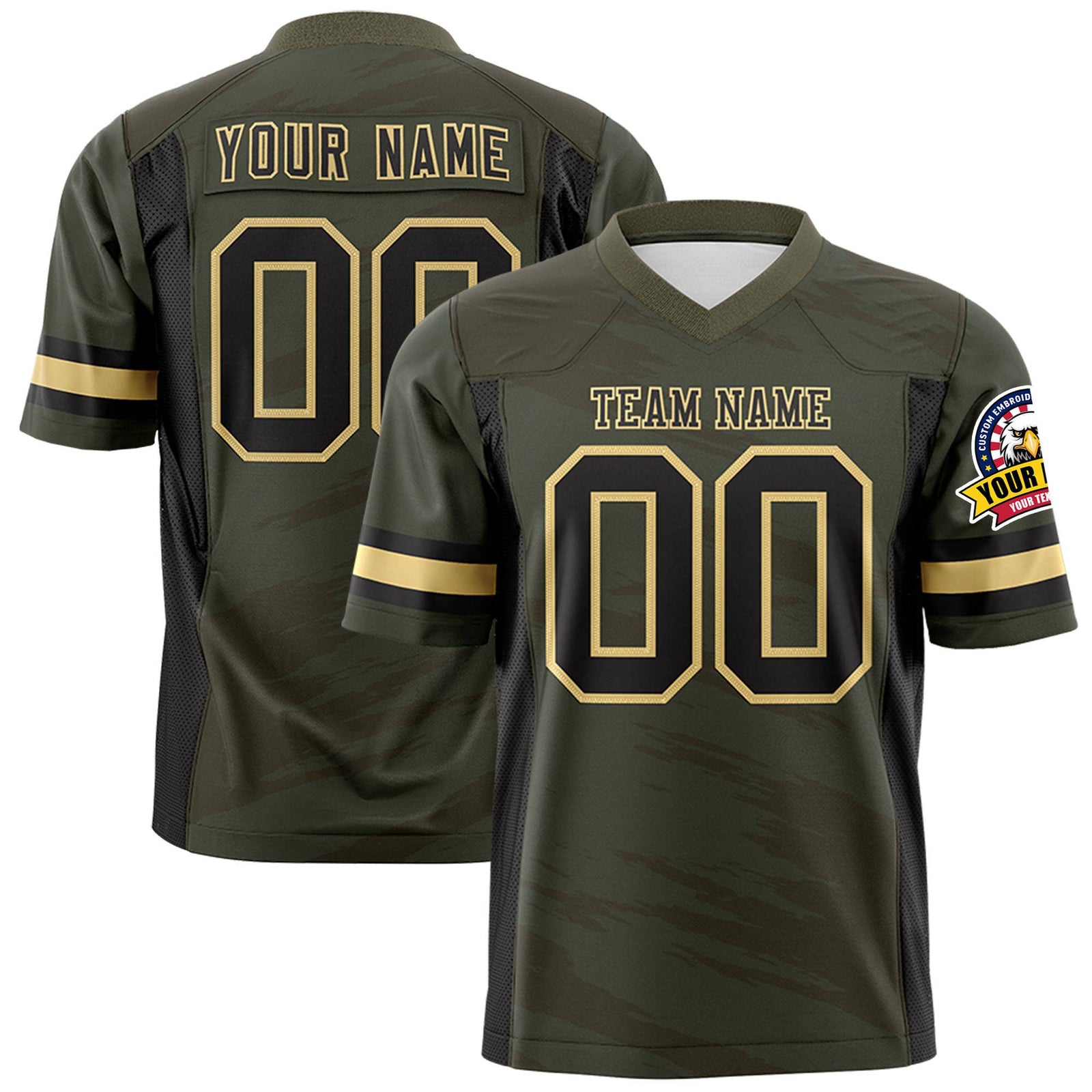 Custom Olive-Light Brwon Mesh Scratch Football Jersey