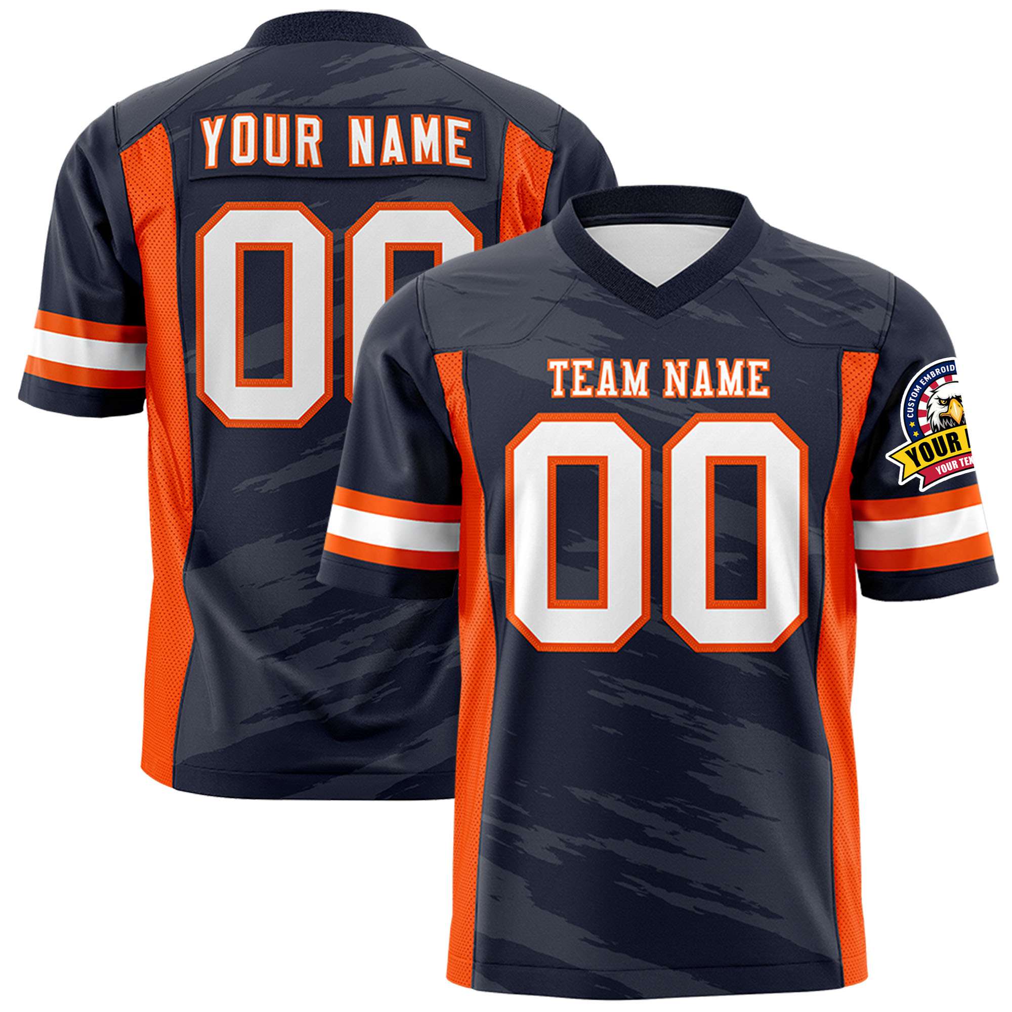 Custom Navy-Dark Gray Mesh Scratch Football Jersey