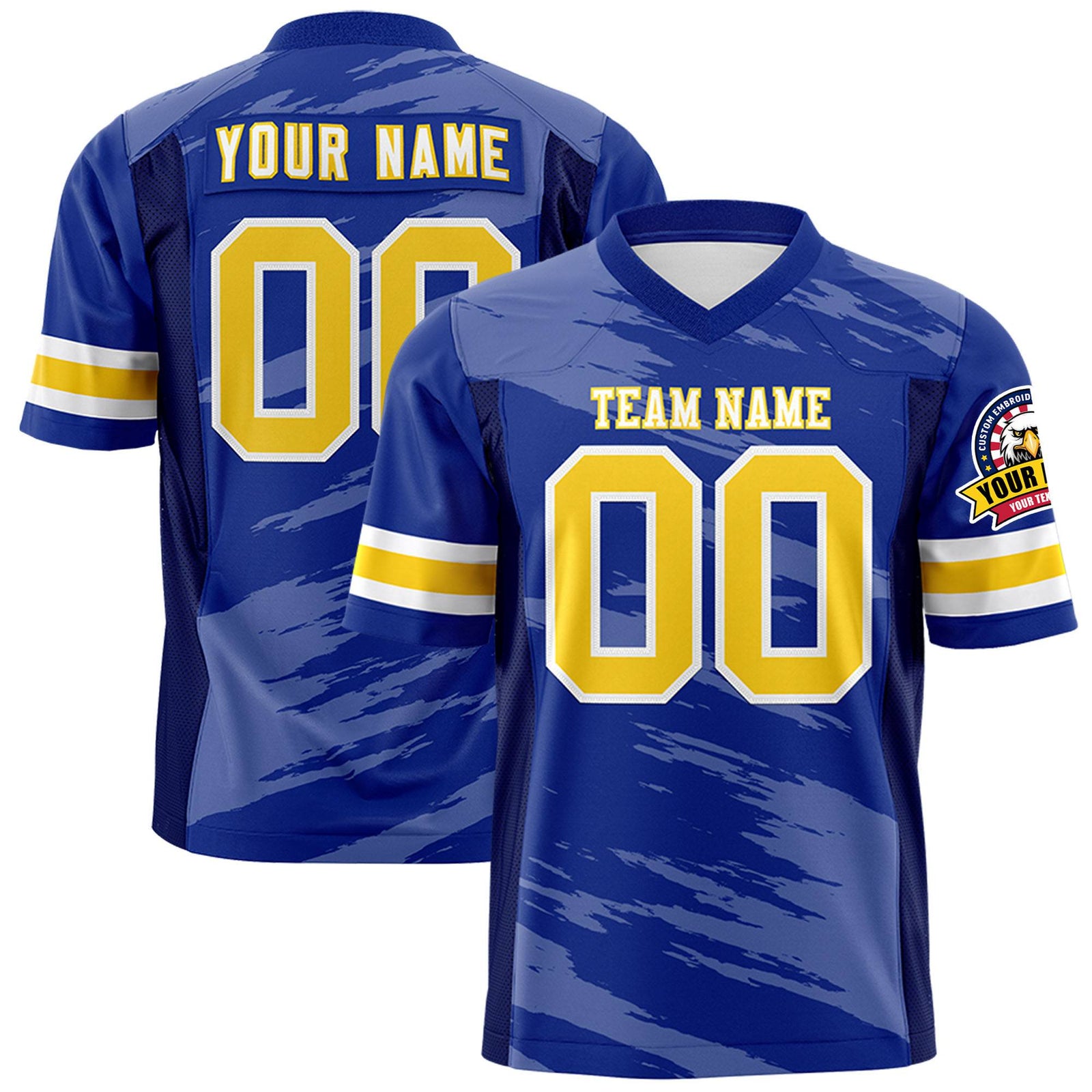 Custom Royal Blue-Gray Mesh Scratch Football Jersey