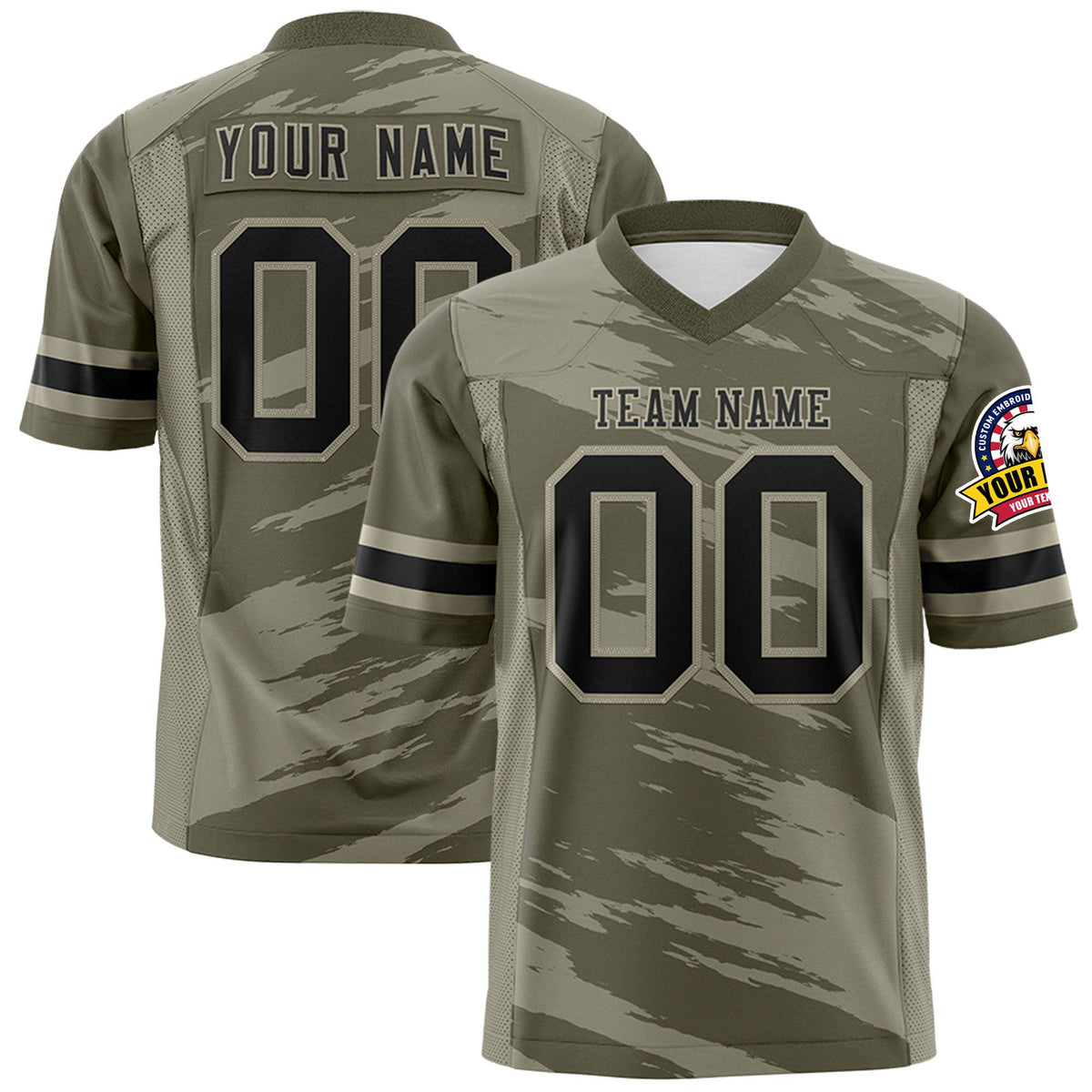 Custom Olive-Khaki Mesh Scratch Football Jersey