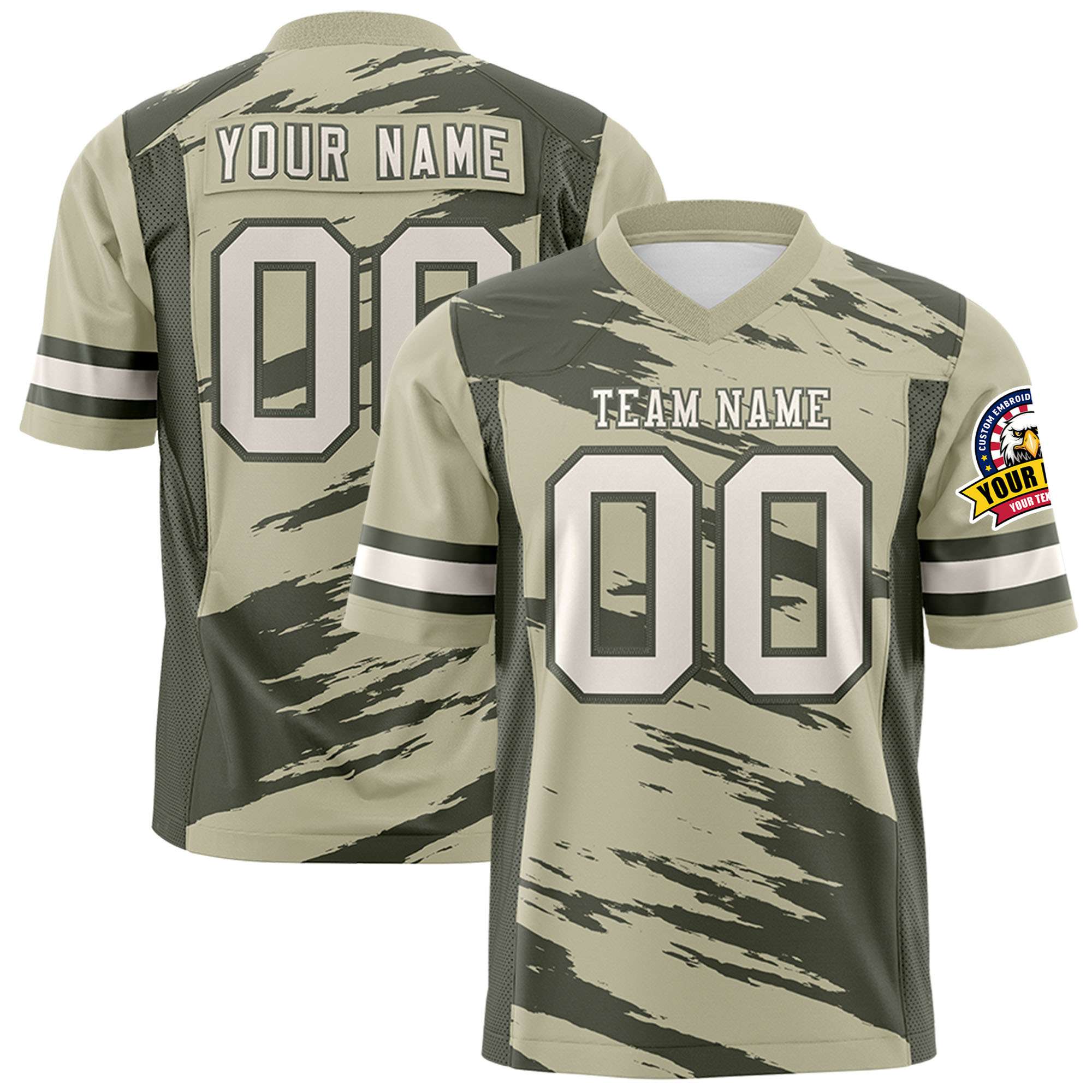 Custom Olive-camel Mesh Scratch Football Jersey