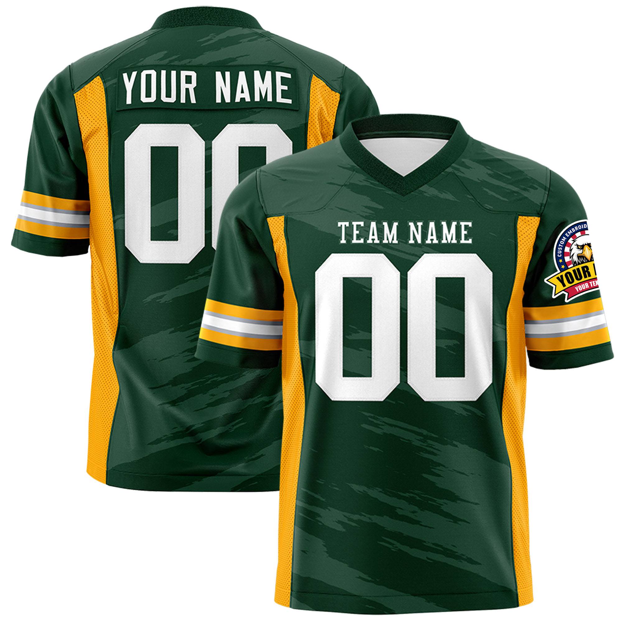 Custom Green-Gray Mesh Scratch Football Jersey