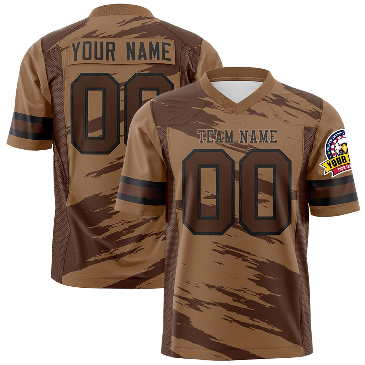 Custom Light Brown-Brown Mesh Scratch Football Jersey