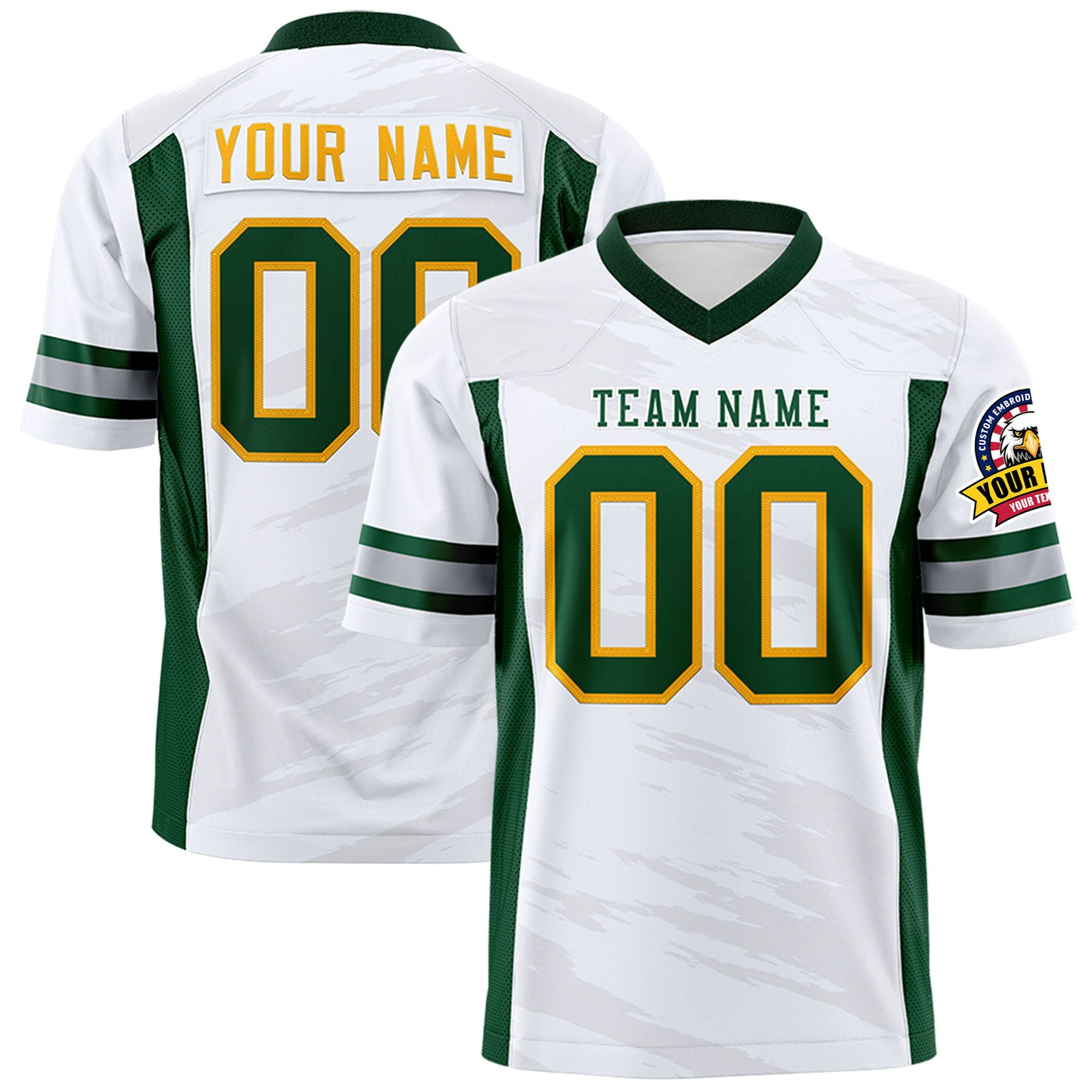 Custom White-Gray Mesh Scratch Football Jersey