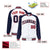 Custom White Navy-Red Gray Bomber Raglan Sleeves Varsity Letterman Jacket