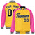 Custom Yellow Pink Black Bomber Raglan Sleeves Varsity Letterman Jacket