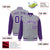 Custom Gray Purple Pinstripe White-Purple Bomber Full-Snap Varsity Letterman Jacket