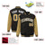 Custom Black Old-Gold Pinstripe Old-Gold White Bomber Full-Snap Varsity Letterman Jacket