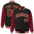 Custom Black Old-Gold Pinstripe Old-Gold Crimson Bomber Full-Snap Varsity Letterman Jacket