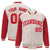 Custom Cream Red Pinstripe Cream-Red Bomber Full-Snap Varsity Letterman Jacket