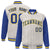 Custom Cream Royal-Blue Pinstripe Gold Royal-Blue Bomber Full-Snap Varsity Letterman Jacket