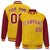 Custom Gold Crimson Pinstripe White-Crimson Bomber Full-Snap Varsity Letterman Jacket