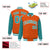 Custom Orange Aqua Pinstripe White-Aqua Bomber Full-Snap Varsity Letterman Jacket