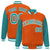 Custom Orange Aqua Pinstripe White-Aqua Bomber Full-Snap Varsity Letterman Jacket