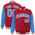 Custom Red Powder-Blue Pinstripe White Powder-Blue Bomber Full-Snap Varsity Letterman Jacket