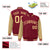 Custom Crimson Old-Gold Pinstripe Old-Gold Bomber Full-Snap Varsity Letterman Jacket