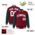 Custom Crimson-Green Pinstripe White Bomber Full-Snap Varsity Letterman Jacket