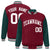 Custom Crimson-Green Pinstripe White Bomber Full-Snap Varsity Letterman Jacket