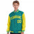 Custom Aqua Gold Pinstripe Gold Bomber Full-Snap Varsity Letterman Jacket