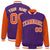 Custom Purple Orange Pinstripe White-Orange Bomber Full-Snap Varsity Letterman Jacket