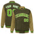 Custom Brown Light-Brown Pinstripe White Neon-Green Bomber Full-Snap Varsity Letterman Jacket