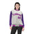 Custom Cream Purple Pinstripe Purple-Pink Bomber Full-Snap Varsity Letterman Jacket