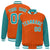 Custom Orange Aqua Pinstripe White-Aqua Bomber Full-Snap Varsity Letterman Jacket