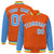 Custom Orange Powder-Blue Pinstripe White Powder-Blue Bomber Full-Snap Varsity Letterman Jacket