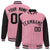 Custom Light-Pink Black Pinstripe Black Bomber Full-Snap Varsity Letterman Jacket