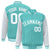 Custom Aqua White Pinstripe White-Aqua Bomber Full-Snap Varsity Letterman Jacket