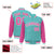 Custom Aqua Pink Pinstripe White-Pink Bomber Full-Snap Varsity Letterman Jacket