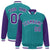 Custom Aqua Purple Pinstripe White-Purple Bomber Full-Snap Varsity Letterman Jacket