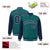 Custom Midnight Green Navy Pinstripe Gray-Navy Bomber Full-Snap Varsity Letterman Jacket