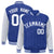 Custom Royal-Blue White Pinstripe White Bomber Full-Snap Varsity Letterman Jacket