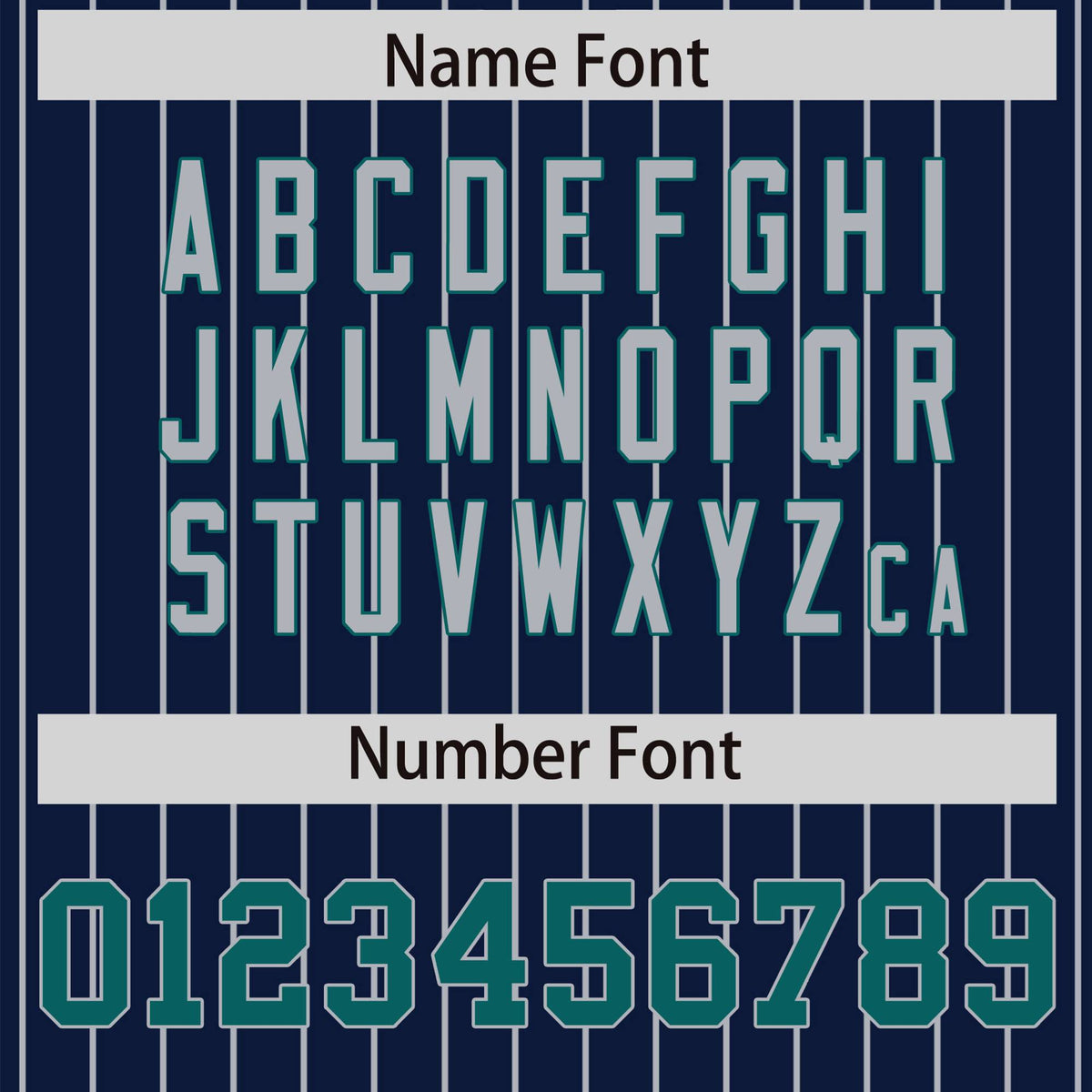 Custom Navy-Gray Pinstripe Gray-Aqua Bomber Full-Snap Varsity Letterman Jacket