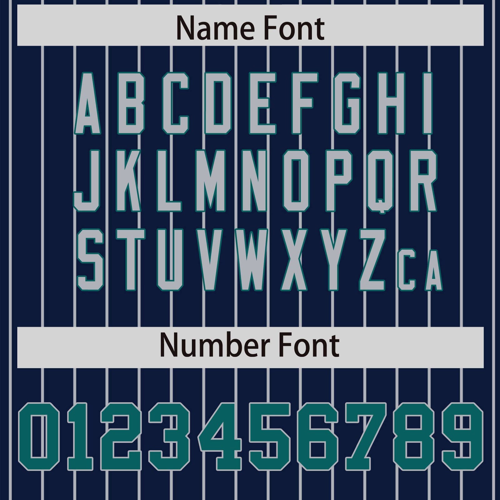 Custom Navy-Gray Pinstripe Gray-Aqua Bomber Full-Snap Varsity Letterman Jacket