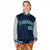 Custom Navy-Gray Pinstripe Gray-Aqua Bomber Full-Snap Varsity Letterman Jacket