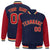 Custom Navy Red Pinstripe Old-Gold Red Bomber Full-Snap Varsity Letterman Jacket