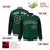 Custom Kelly Green Black Pinstripe White-Black Bomber Full-Snap Varsity Letterman Jacket