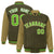 Custom Brown Light-Brown Pinstripe White Neon-Green Bomber Full-Snap Varsity Letterman Jacket