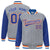 Custom Gray Royal-Blue Pinstripe Orange Royal-Blue Bomber Full-Snap Varsity Letterman Jacket