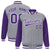 Custom Gray Purple Pinstripe White-Purple Bomber Full-Snap Varsity Letterman Jacket