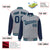 Custom Gray Navy Pinstripe Aqua-Navy Bomber Full-Snap Varsity Letterman Jacket