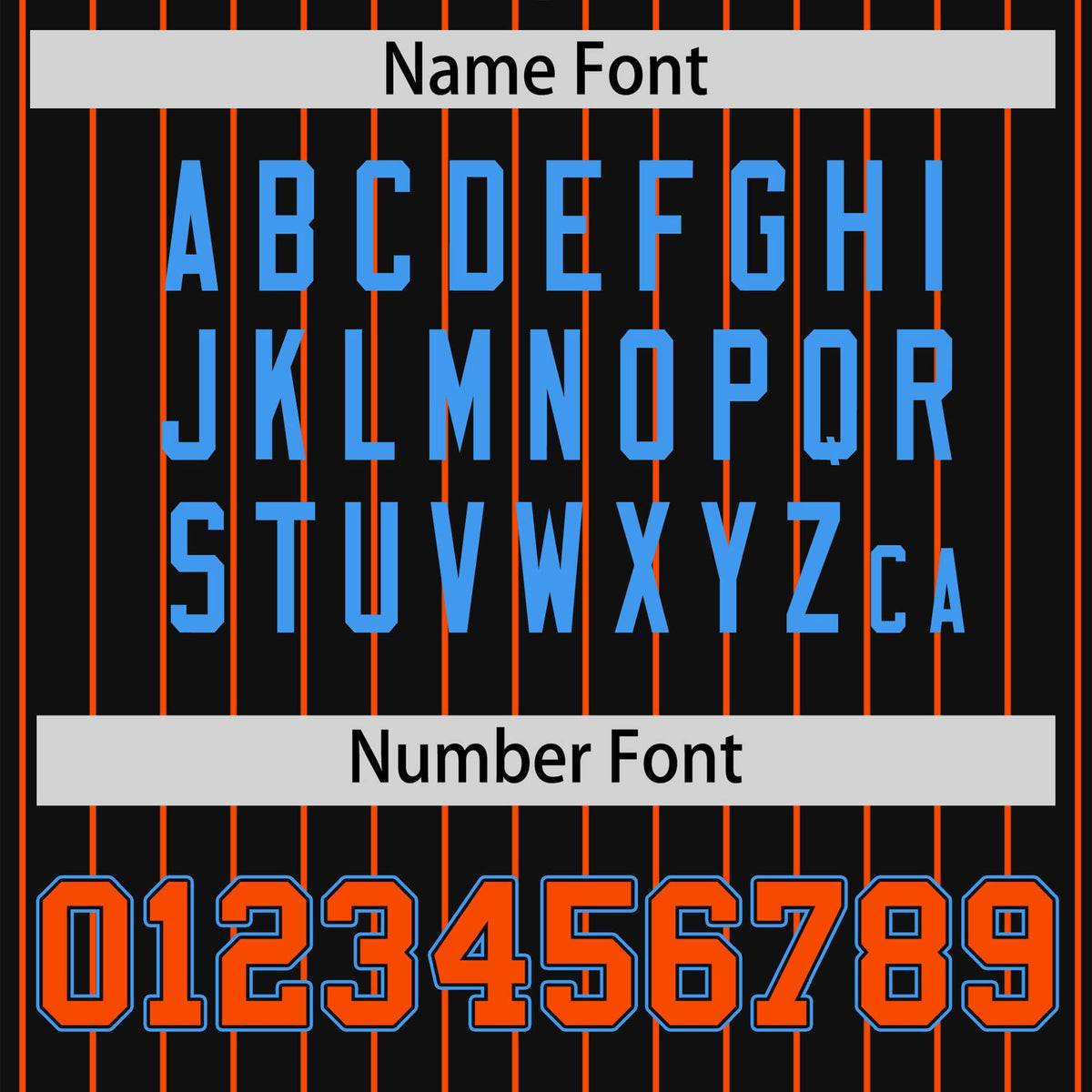 Custom Black Orange Pinstripe Powder-Blue Orange Bomber Full-Snap Varsity Letterman Jacket