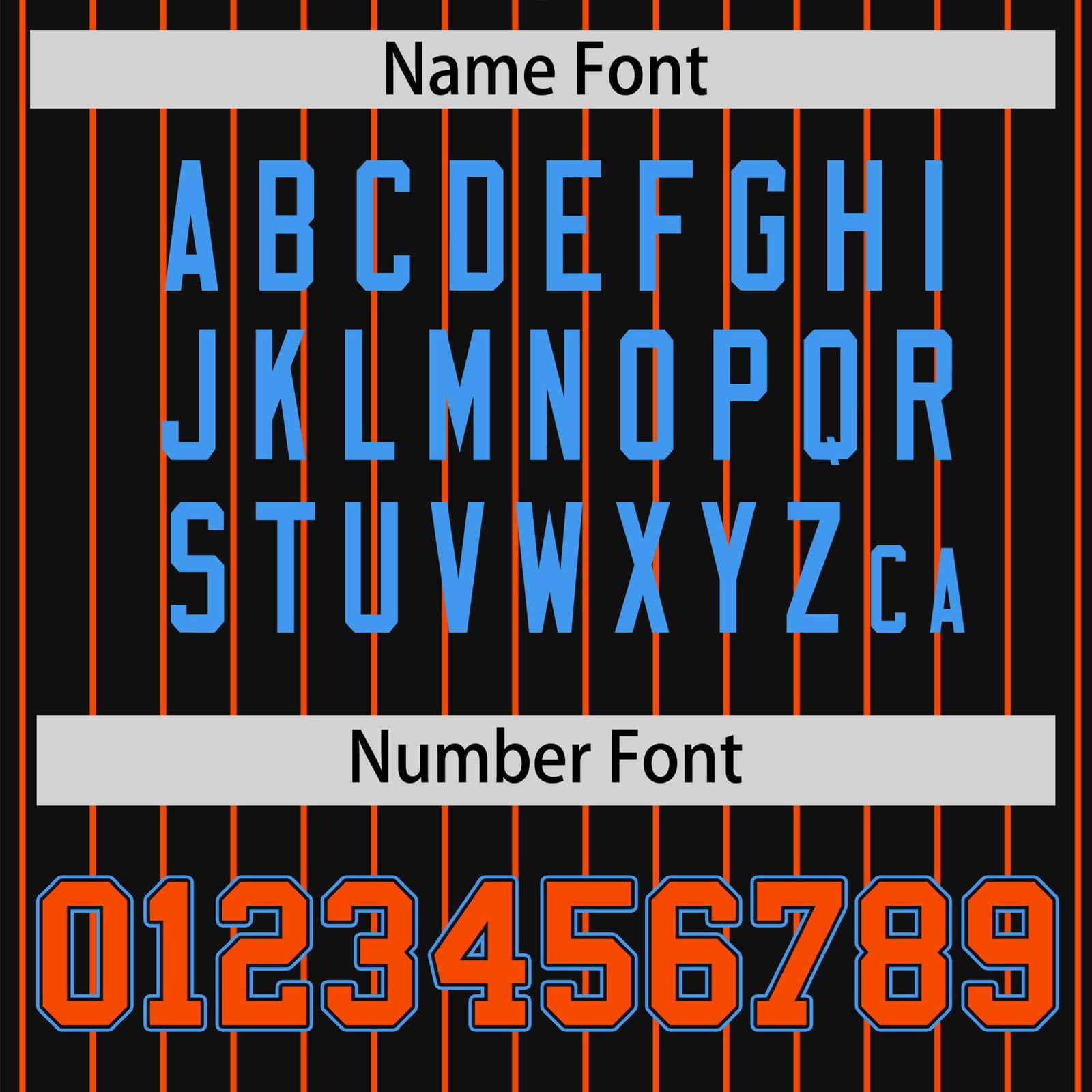 Custom Black Orange Pinstripe Powder-Blue Orange Bomber Full-Snap Varsity Letterman Jacket