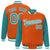 Custom Orange Aqua Pinstripe White-Aqua Bomber Full-Snap Varsity Letterman Jacket