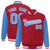 Custom Red Powder-Blue Pinstripe White Powder-Blue Bomber Full-Snap Varsity Letterman Jacket