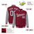 Custom Crimson Gray Pinstripe Gray Bomber Full-Snap Varsity Letterman Jacket